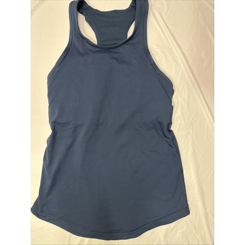 Lululemon Tank Top Womens 4 Blue Racerback Built In Bra Yoga Athletic Final Lap